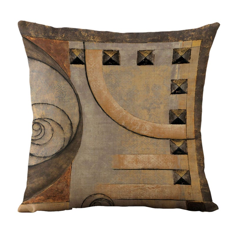 WOMHOPE Set of 4 Vintage Geometric Decorative Throw Pillow Covers Pillow Cases Cushion Cases 18 x 18 Inch for Living Room,Couch and Bed (Brown) - Image 4